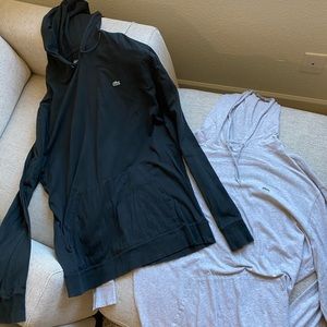 TWO Lacoste Hoodie Long Sleeve T Shirts w/ pocket